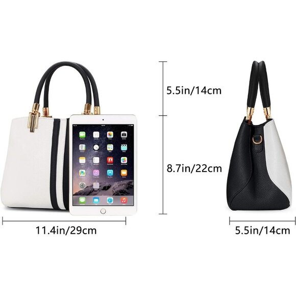 TIBES Top-Handle Handbag Stitching Purse Women Girls Tote Satchel Shoulder Bags - Picture 2 of 8